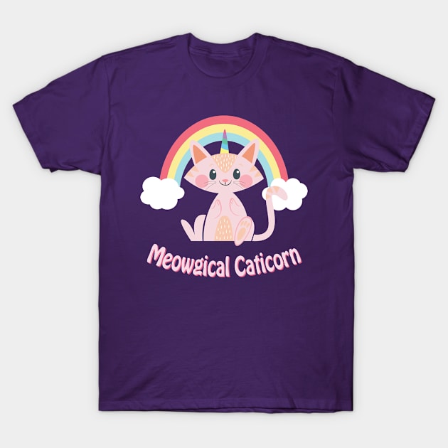 Meowgical Caticorn Kittycorn T-Shirt by Tracy